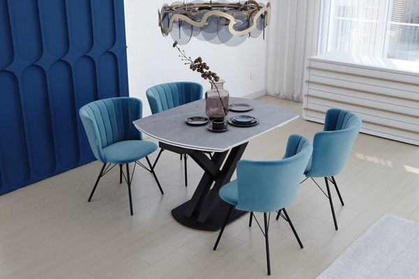 Обеденная группа Sheffilton SHT-DS293 (серый светлый/черный/тихий океан/черный муар)