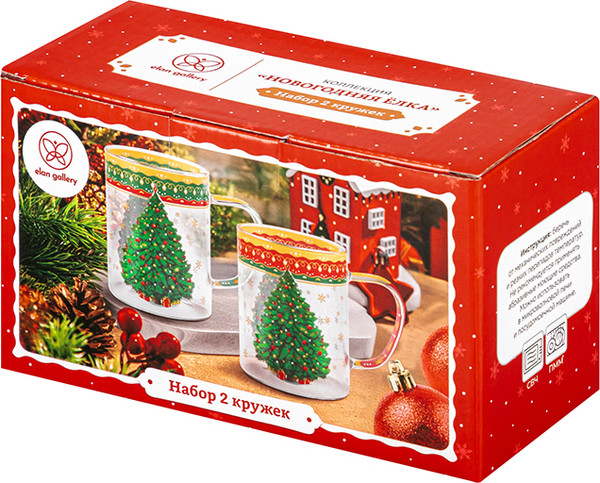 Набор кружек Elan Gallery Новогодняя ёлка / 420821