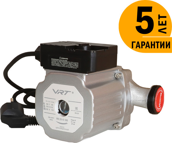 Циркуляционный насос VRT VR 25-8 180 182/170/145Вт с гайками - фото