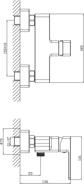 Смеситель Lauter Cascade 21СК9615C с лейкой Serene 21S00103