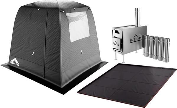 Палатка-баня MORZH 1 окно с полом и печью (черный) - фото