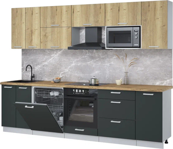 Кухонный гарнитур Интерлиния Мила Лайт 2.8-ПМ2 - фото