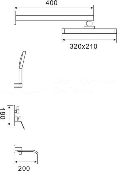 Душевая система со смесителем Shevanik S4035G