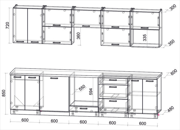 Кухонный гарнитур Интерлиния Мила Лайт 3.0-ПМ2