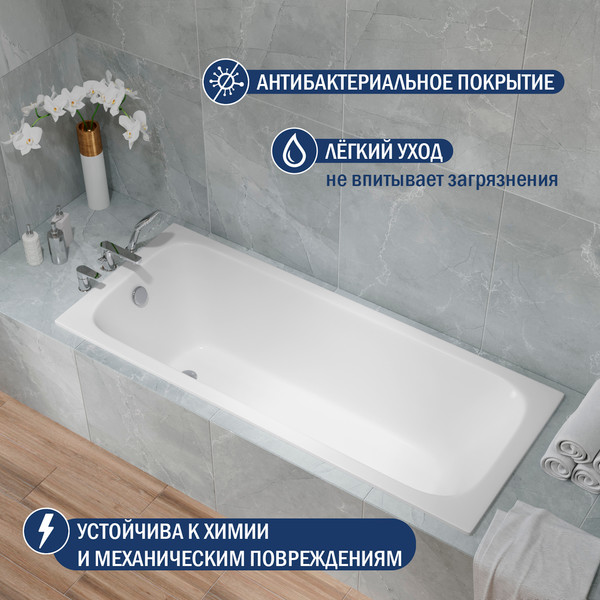 Ванна чугунная Lauter Victoria 2100813 / 130x70 с сифоном 21Y31000 (хром)