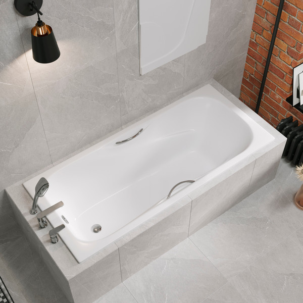 Ванна чугунная Lauter Regina 21014152 / 150x75 с ручками, с сифоном 21Y32001 (матовый черный)