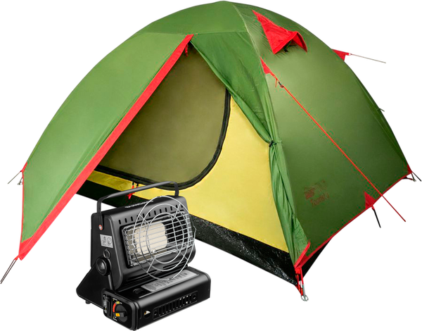 Палатка Tramp Lite Tourist 2 / TLT-004 с обогревателем газовым ZT-202-D (черный) - фото