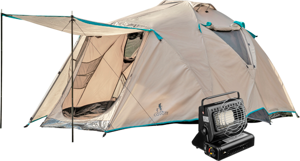 Палатка Coyote Montana-4 / CL-B01-S-4P-Sand с обогревателем газовым ZT-202-D (черный) - фото