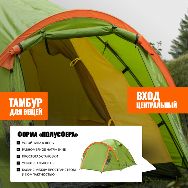 Палатка Coyote Oboluse-5 / CL-A23-5P (черный,  с обогревателем газовым ZT-202-D)