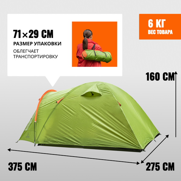 Палатка Coyote Oboluse-5 / CL-A23-5P (черный,  с обогревателем газовым ZT-202-D)