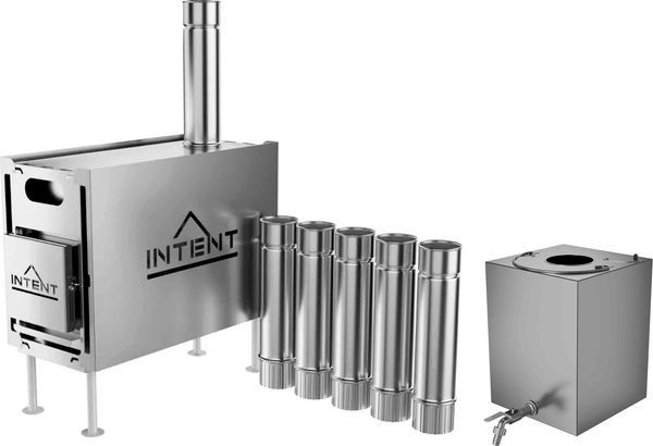 Печь походная Intent V1 с баком для нагрева воды Квадрат 90мм - фото