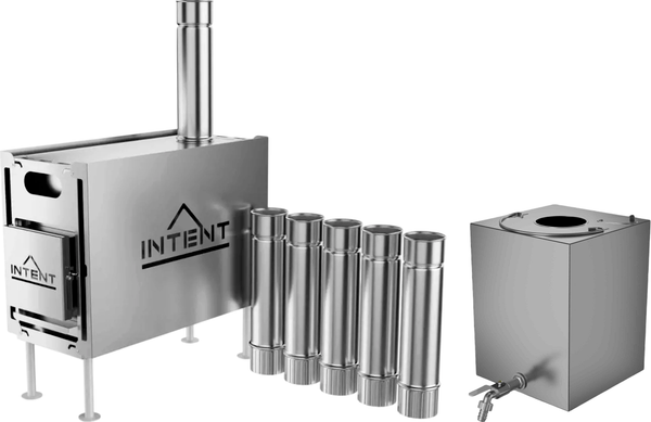 Печь походная Intent Mini с баком для нагрева воды Квадрат 90мм - фото