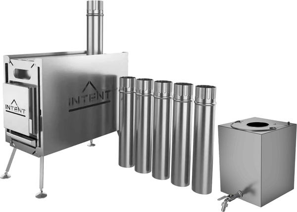 Печь походная Intent 2.0 с баком для нагрева воды Квадрат 90мм - фото