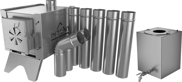 Печь походная Intent Fisher с баком для нагрева воды Квадрат 65мм - фото