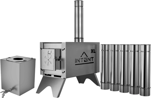Печь походная Intent Fisher XL с баком для нагрева воды Квадрат 80мм - фото