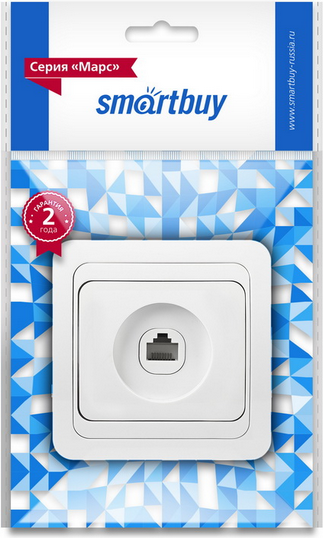 Розетка SmartBuy Марс SBE-02w-S1-RJ