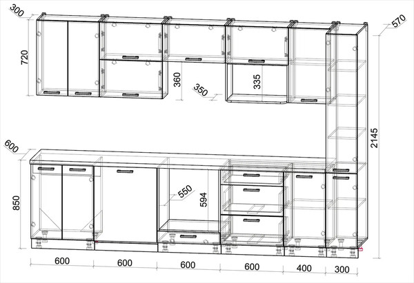 Кухонный гарнитур Интерлиния Мила Лайт 3.1-ПМ2