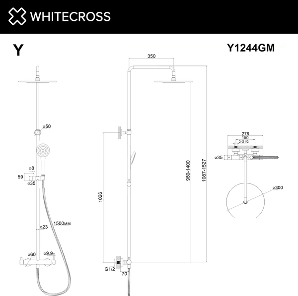 Душевая система со смесителем Whitecross Y1244BASICGM