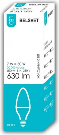 Лампа БЭЛЗ LED-M C37 7 W 4000 K E14