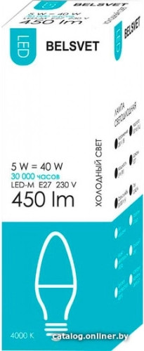 Лампа БЭЛЗ LED-M C37 5 W 4000 К Е14