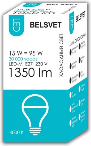 Лампа БЭЛЗ LED-MA65 15 W 4000 K Е27 - фото