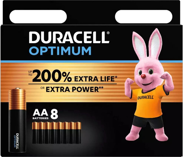 Комплект батареек Duracell Optimum AA/LR6 MN 1500/8 Alkaline 1.5V - фото