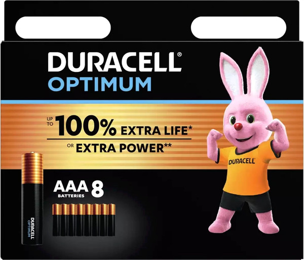 Комплект батареек Duracell Optimum AAA/LR03 MN 2400/8 Alkaline 1.5V - фото