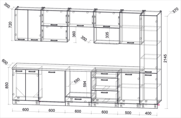 Кухонный гарнитур Интерлиния Мила Лайт 3.3-ПМ2