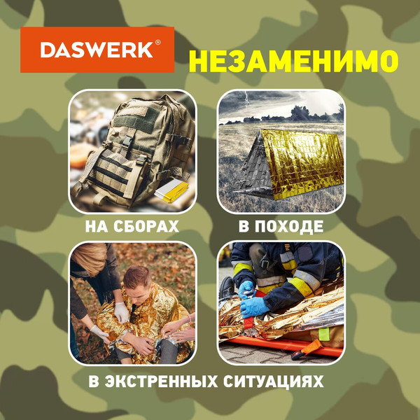 Термоодеяло туристическое Daswerk 160x210 / 631157
