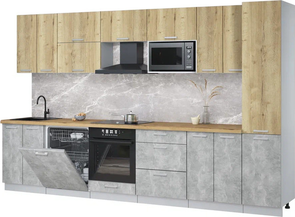 Кухонный гарнитур Интерлиния Мила Лайт 3.4-ПМ2 - фото