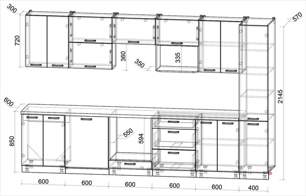 Кухонный гарнитур Интерлиния Мила Лайт 3.4-ПМ2