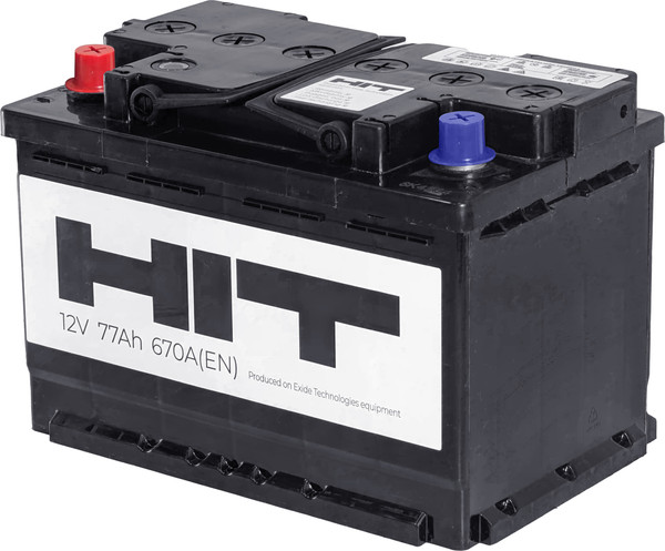 Автомобильный аккумулятор HIT 77 L+ 670A / 6СТ-77 L3. - фото