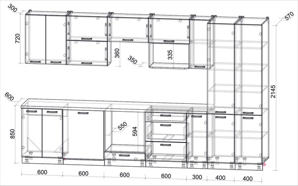 Кухонный гарнитур Интерлиния Мила Лайт 3.5-ПМ2