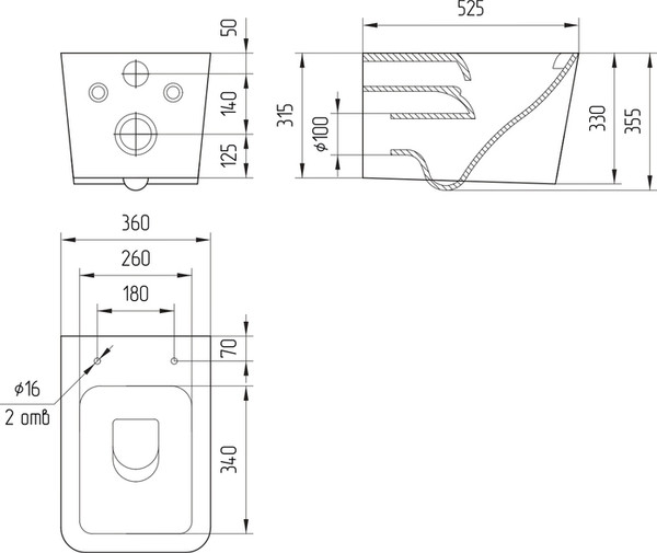 Унитаз подвесной Cersanit Crea Vortex DPL EO Slim / 68916