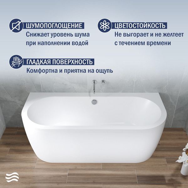 Ванна акриловая Lauter Imperia 170x75 / 21080075 (с ножками и сифоном 21Y31002 белый)