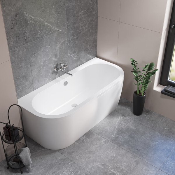 Ванна акриловая Lauter Imperia 170x75 / 21080075 (с ножками и сифоном 21Y32001 матовый черный)