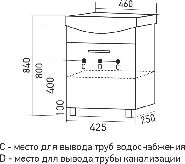 Тумба под умывальник Mixline АлАн-45 / 557679