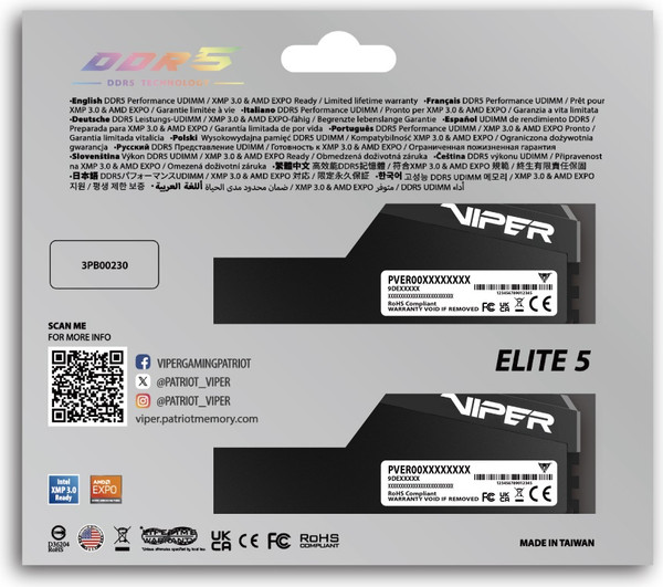 Оперативная память DDR5 Patriot Viper Elite 5 Ultra (VEU532G6028K)