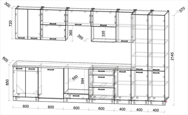 Кухонный гарнитур Интерлиния Мила Лайт 3.6-ПМ2