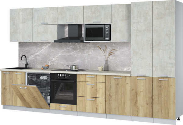 Кухонный гарнитур Интерлиния Мила Лайт 3.7-ПМ2 - фото