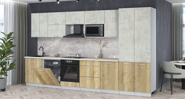 Кухонный гарнитур Интерлиния Мила Лайт 3.7-ПМ2