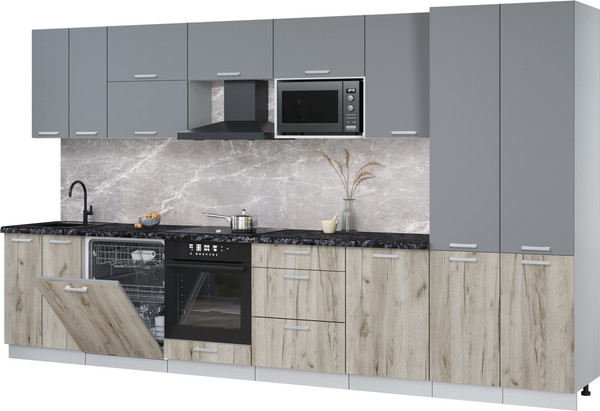 Кухонный гарнитур Интерлиния Мила Лайт 3.7-ПМ2 - фото