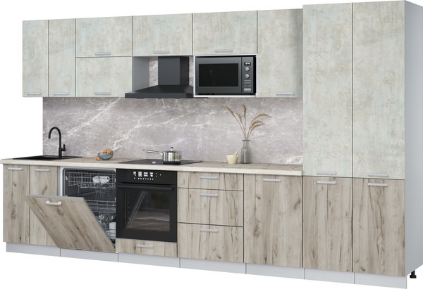 Кухонный гарнитур Интерлиния Мила Лайт 3.7-ПМ2 - фото