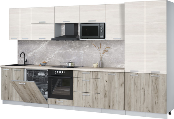 Кухонный гарнитур Интерлиния Мила Лайт 3.7-ПМ2 - фото