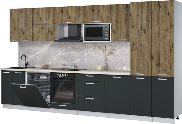 Кухонный гарнитур Интерлиния Мила Лайт 3.7-ПМ2 - фото