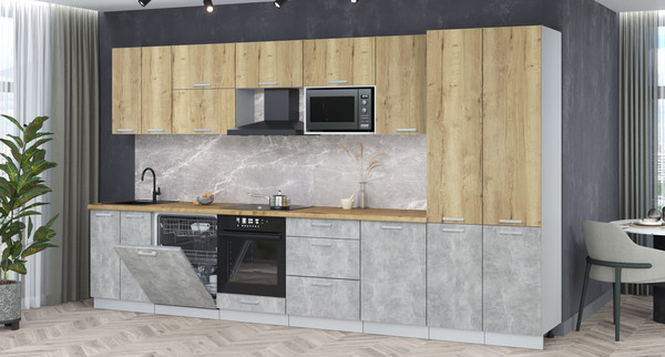 Кухонный гарнитур Интерлиния Мила Лайт 3.7-ПМ2