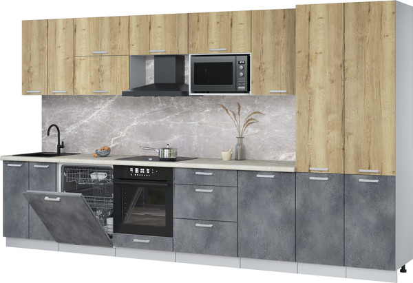 Кухонный гарнитур Интерлиния Мила Лайт 3.7-ПМ2 - фото