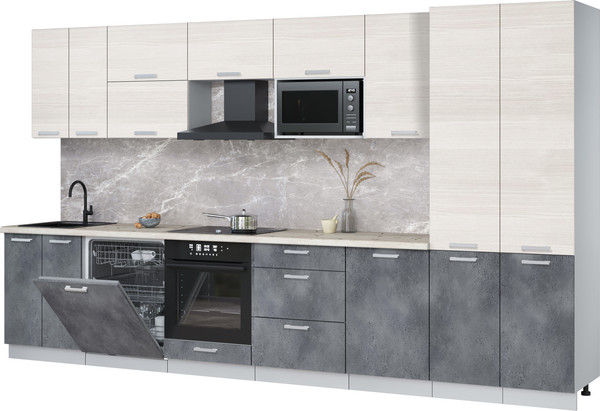 Кухонный гарнитур Интерлиния Мила Лайт 3.7-ПМ2 - фото