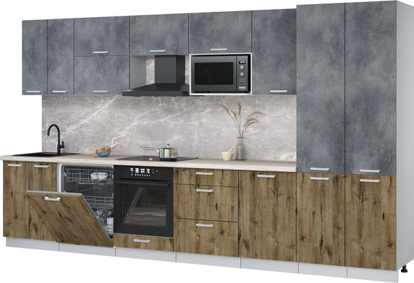 Кухонный гарнитур Интерлиния Мила Лайт 3.7-ПМ2 - фото