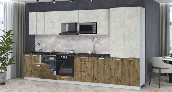 Кухонный гарнитур Интерлиния Мила Лайт 3.7-ПМ2